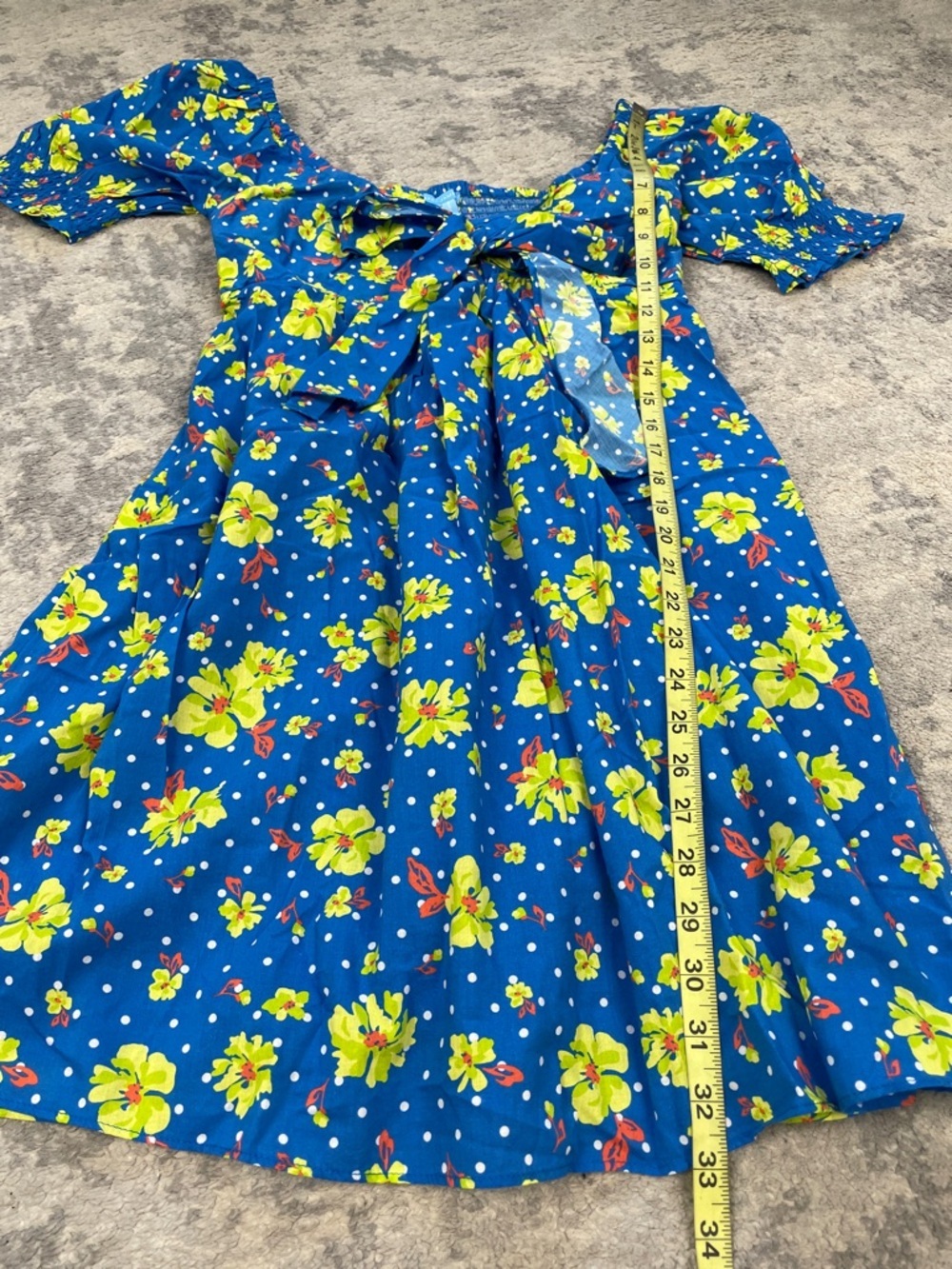 NWT Draper James Jennifer Tie Front Short Sleeve Dress Blue Aster Floral Sz S - Picture 11 of 14